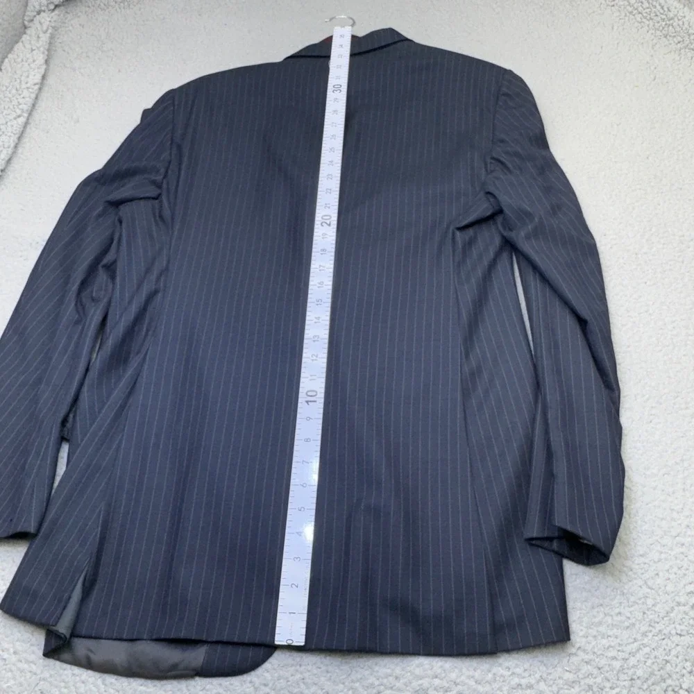 Corneliani Blazer Mens 46 Long Blue Pinstripe Extraﬁne Wool Sport Coat Italy 3B